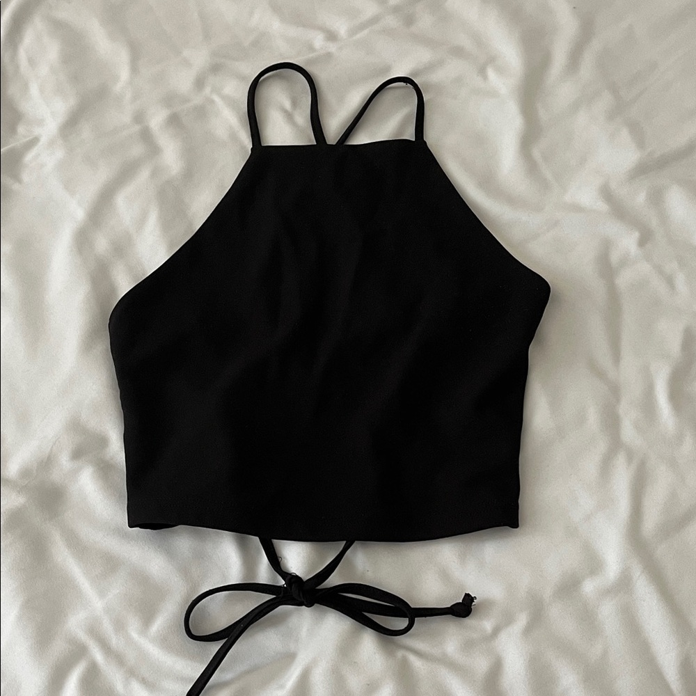 Bershka Black Strappy Crop Top